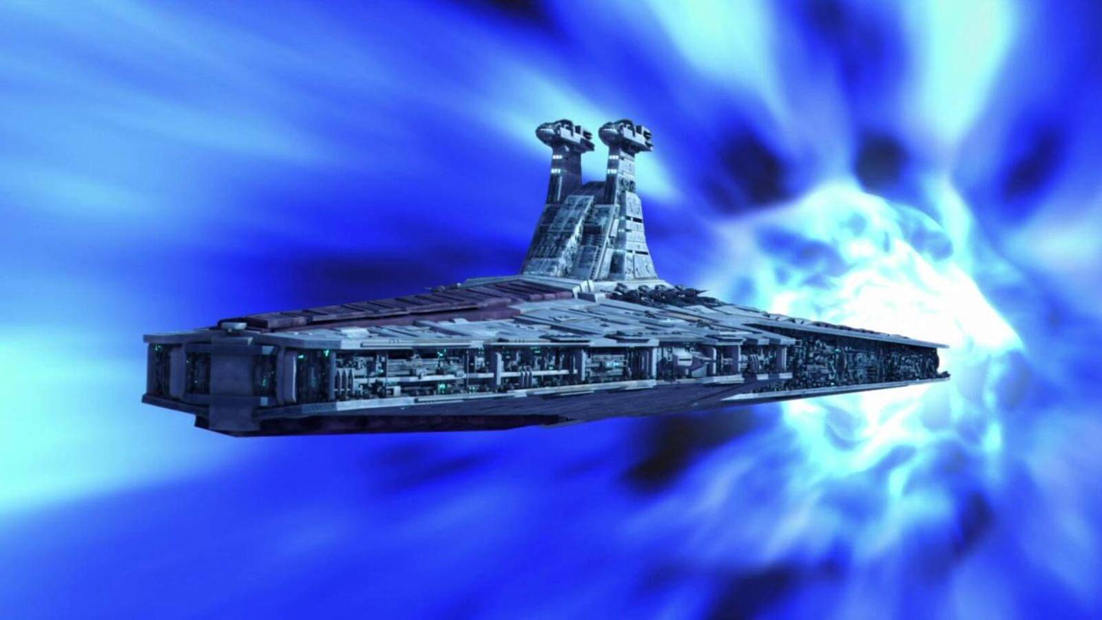 A ship in the middle of hyperspace