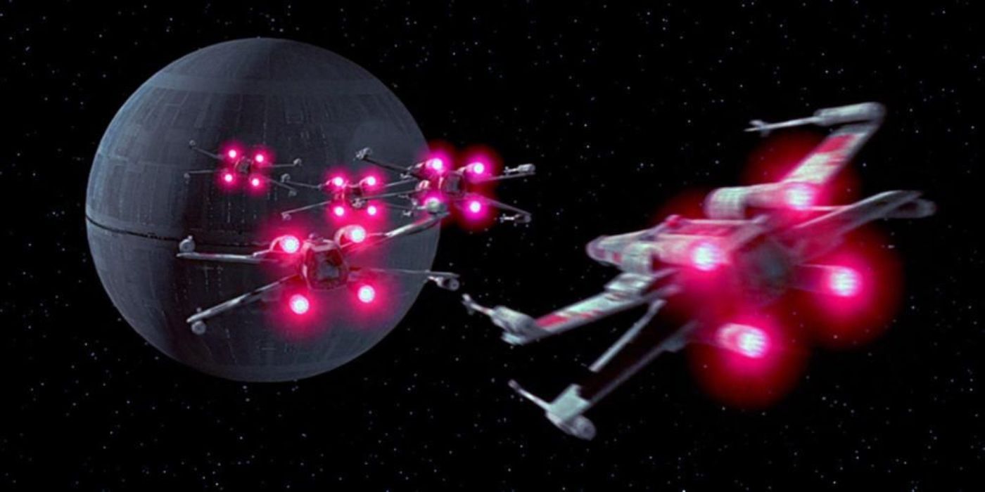 X-wings approaching the Death Star for the Battle of Yavin