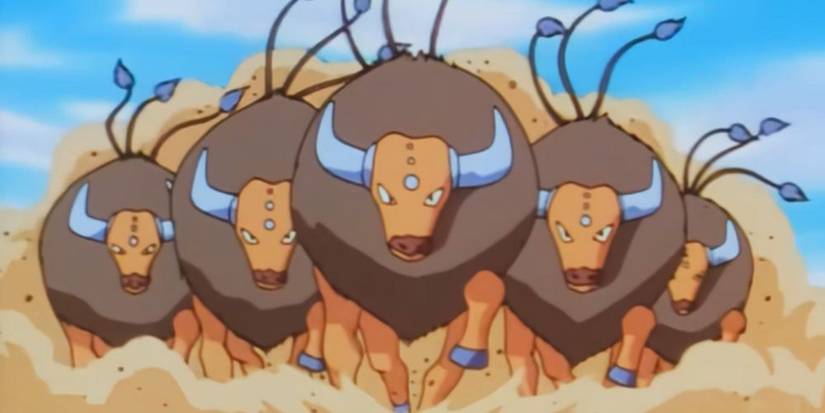 A Tauros stampede in the Pokemon anime.