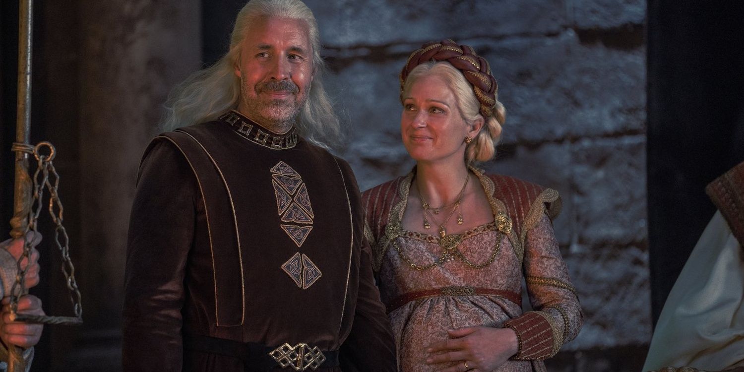 Viserys Targaryen and Aemma Arryn in House of the Dragon.