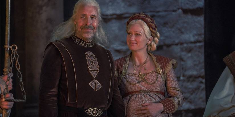 Viserys Targaryen and Aemma Arryn in House of the Dragon.