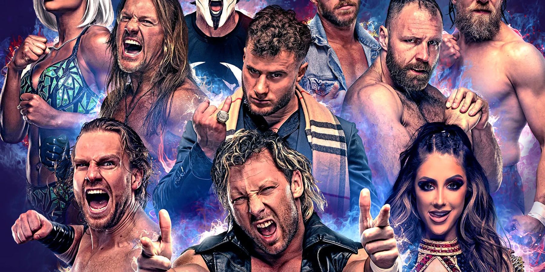A promotionl image of the various AEW wrestlers available in AEW: Fight Forever.