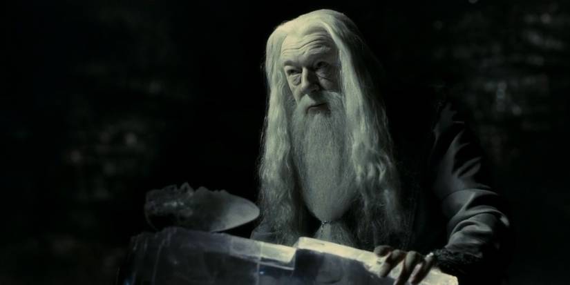 Albus Dumbledore trying to find a horcrux in Harry Potter