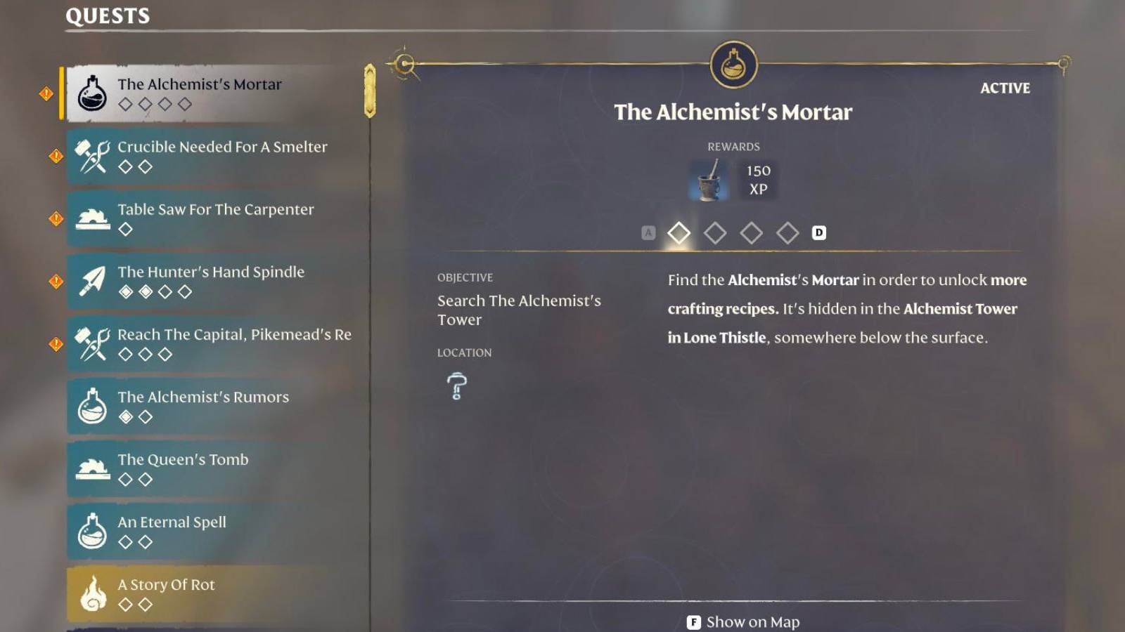 alchemist's mortar quest enshrouded