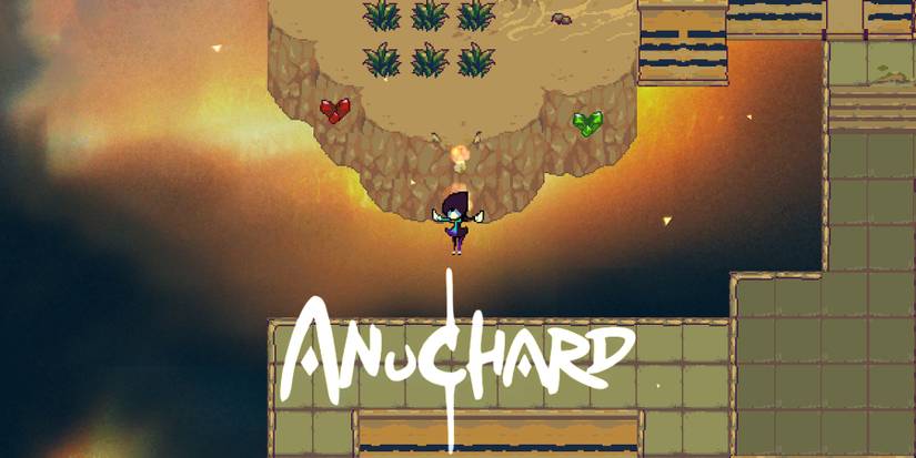 Anuchard Steam screenshot 0 protagonist mid-air with white game logo edit