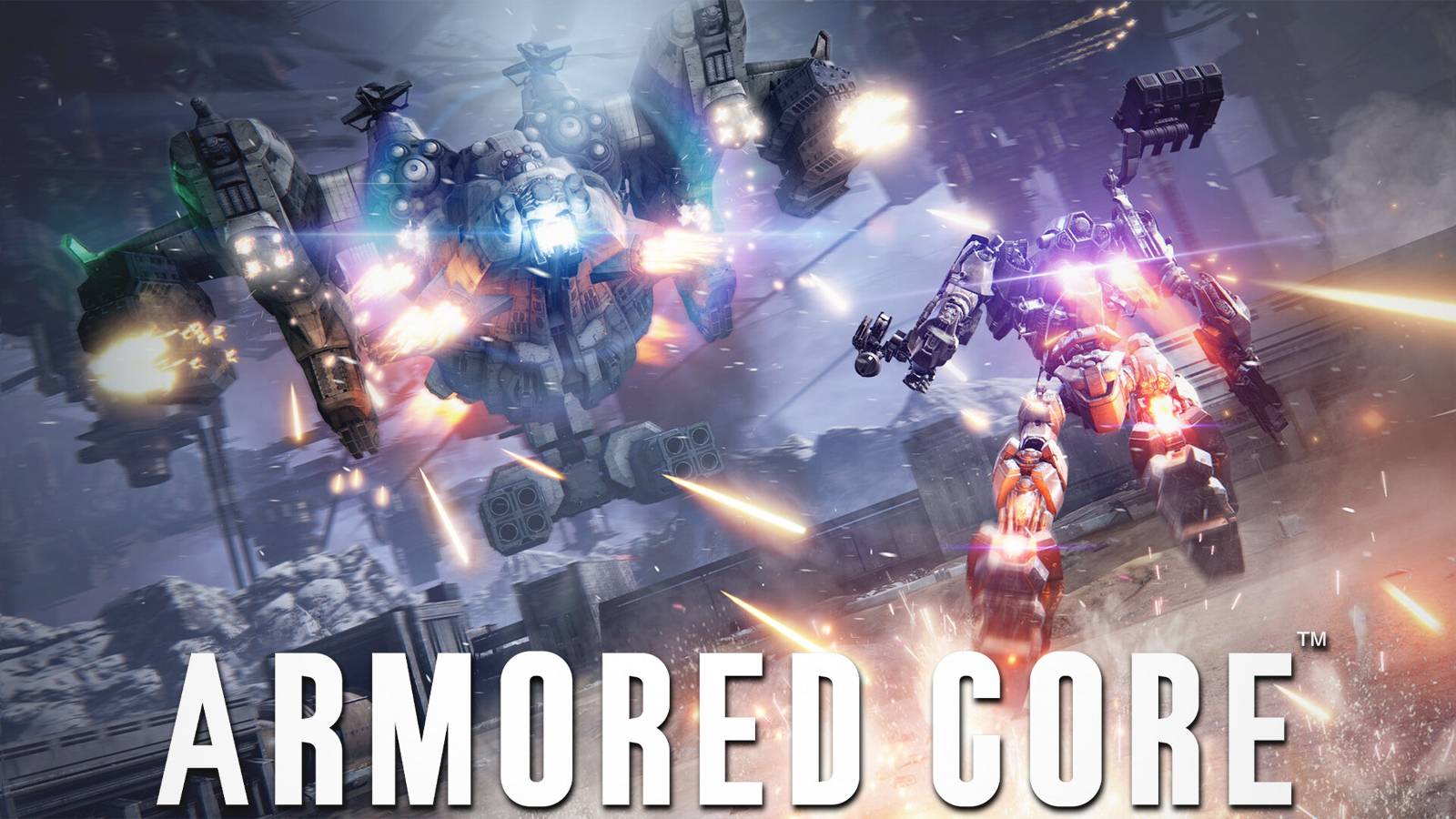 Armored Core 6 Fires of Rubicon fight promo screenshot with white series logo