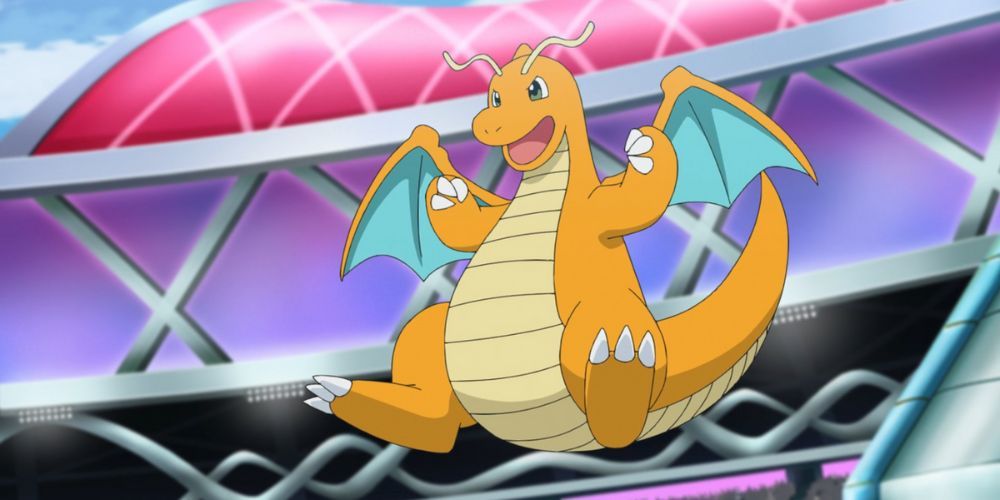 Ash's Dragonite right before a battle.