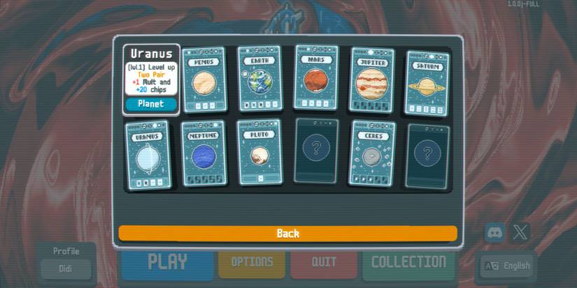 The planet Uranus from Balatro