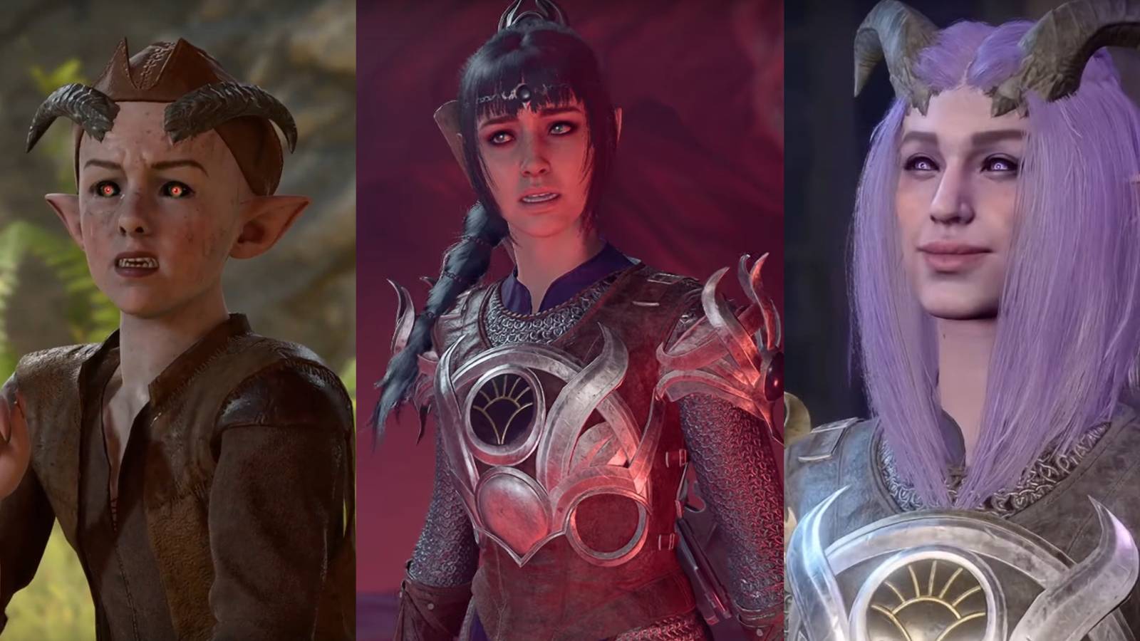 Baldur's Gate 3, Silfy The Tiefling Girl, Shadowheart, Nocturne The Tiefling