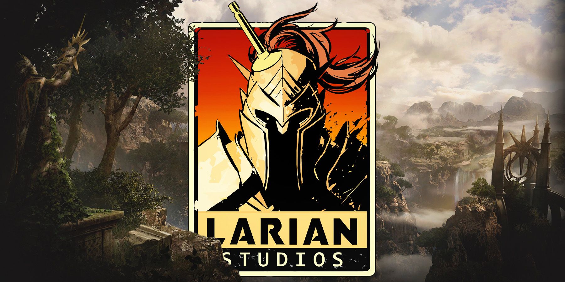 Baldur's Gate 3 loading screen landscape with Larian Studios logo composite