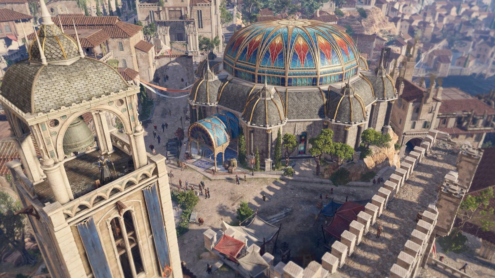 an aerial view of baldur's gate 3's version of the faerun city