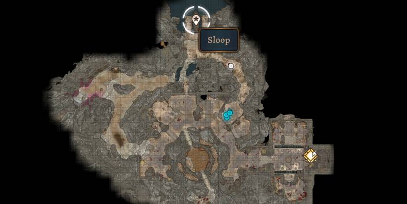 Map showing the location of the sloop