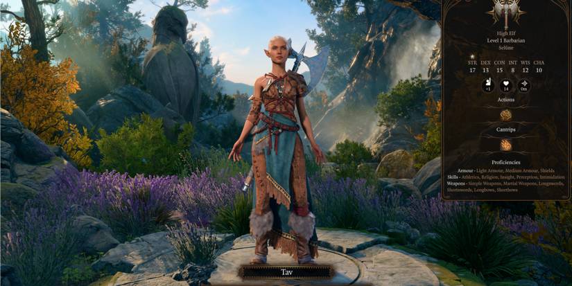 Baldur's Gate 3, Character Creation Screen Displaying A Female Elf Called Tav