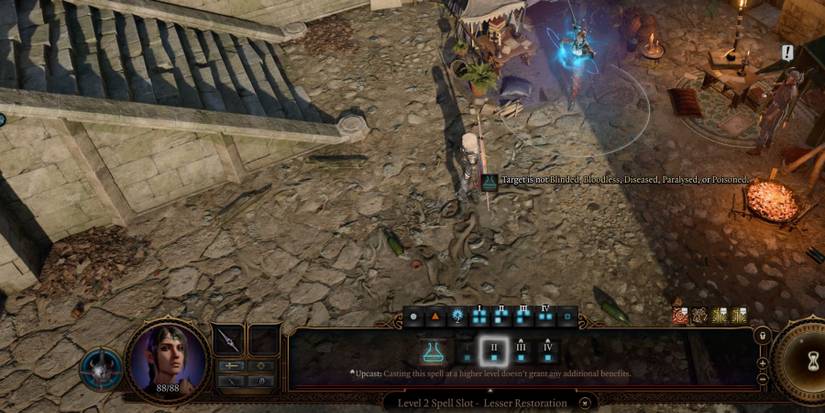 the character is using the Lesser Restoration spell in BG3