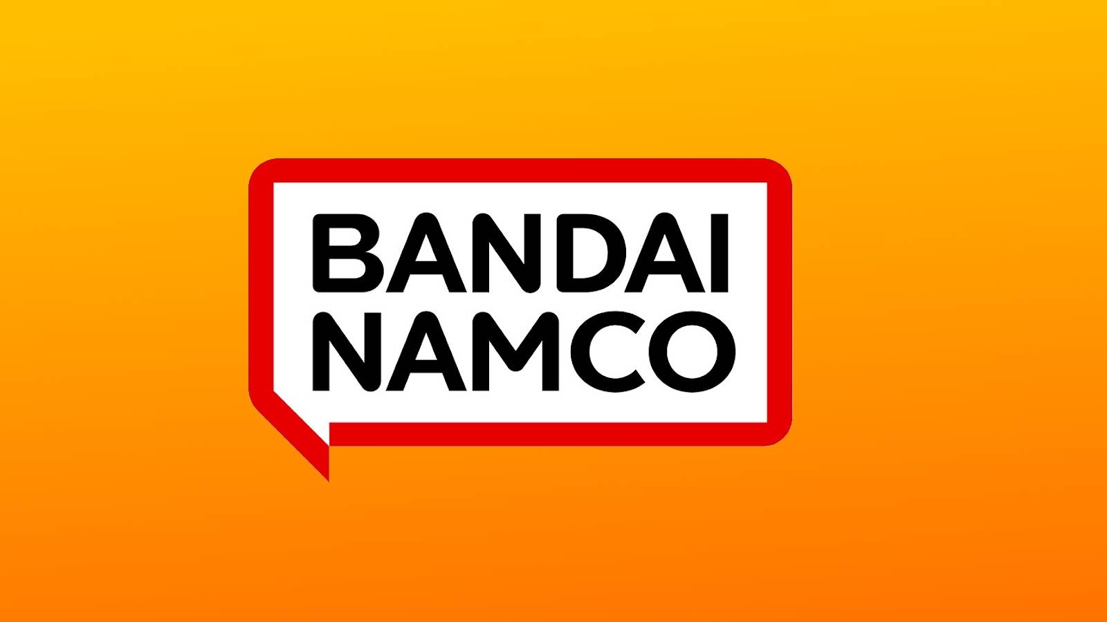 Bandai Namco's new logo set against a gradient yellow-orange background.