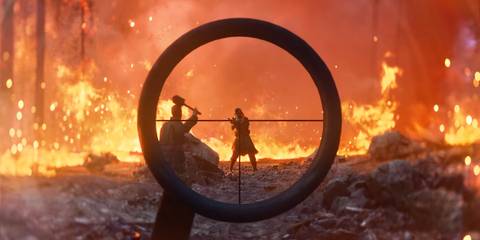 Battlefield 5 Firestorm sniper scope shot