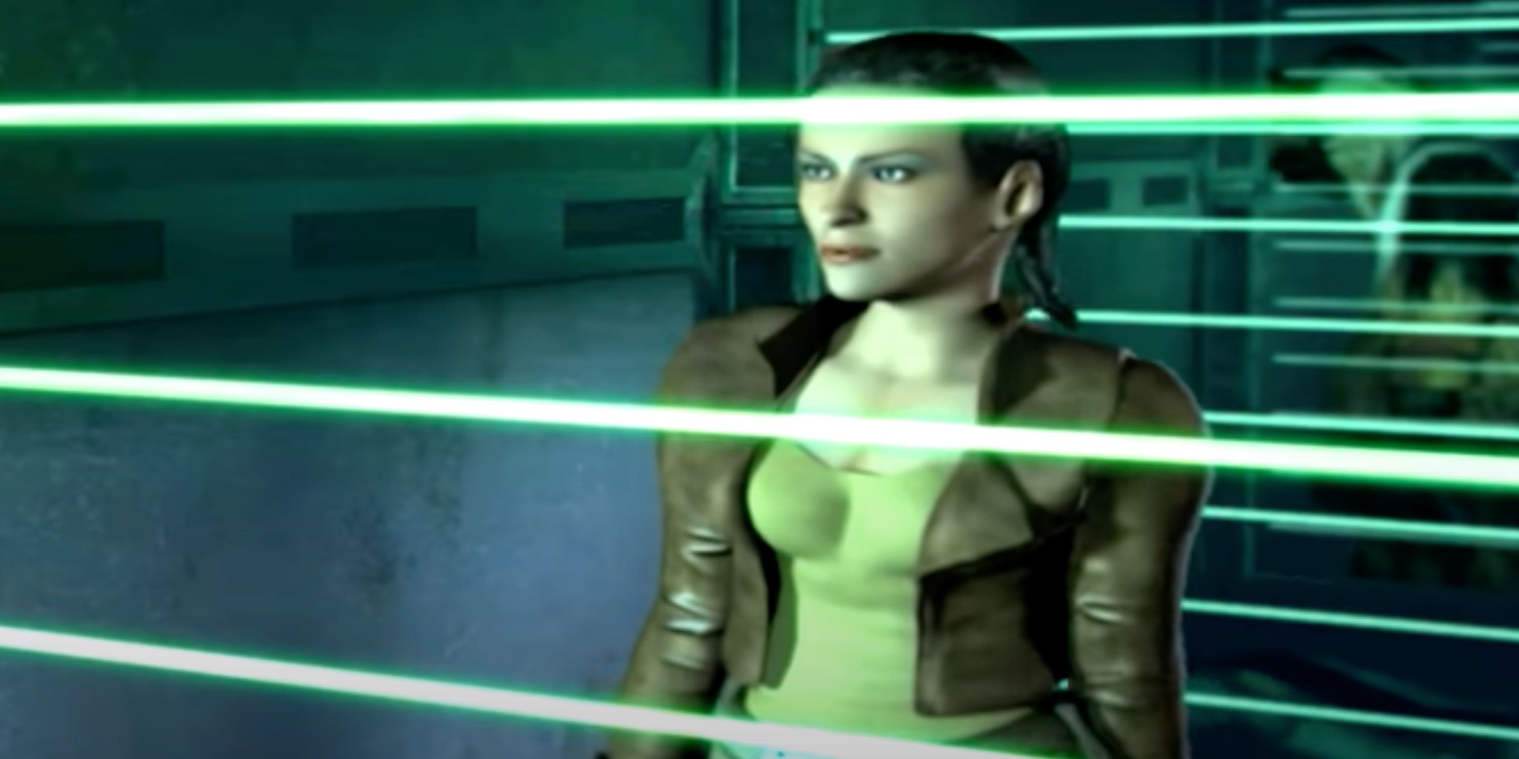 bera_kazan looking out behind green laser bars in Star Wars the clone wars 2002 video game