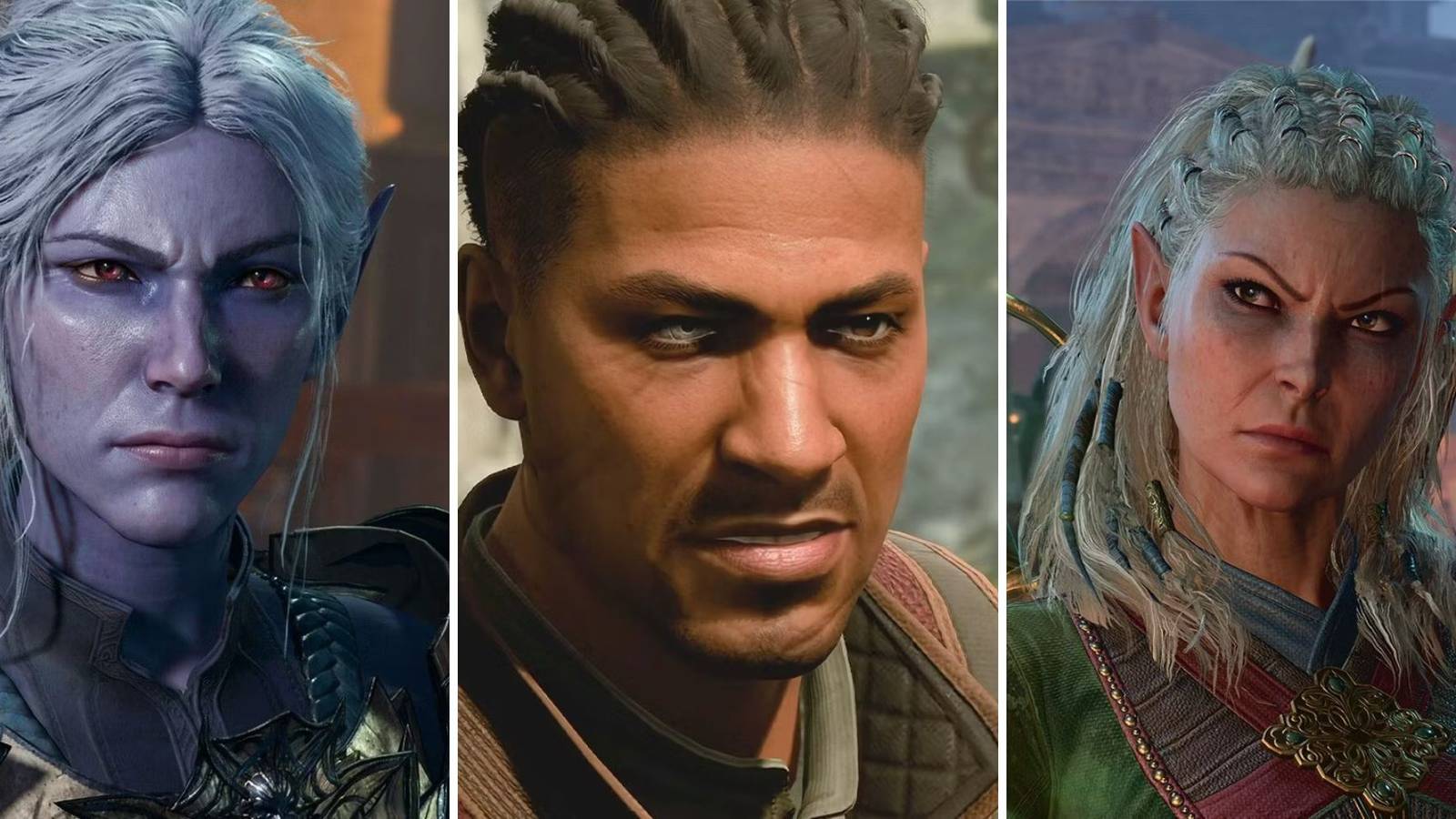 A grid showing the companions Minthara, Wyll, and Jaheira in Baldur’s Gate 3