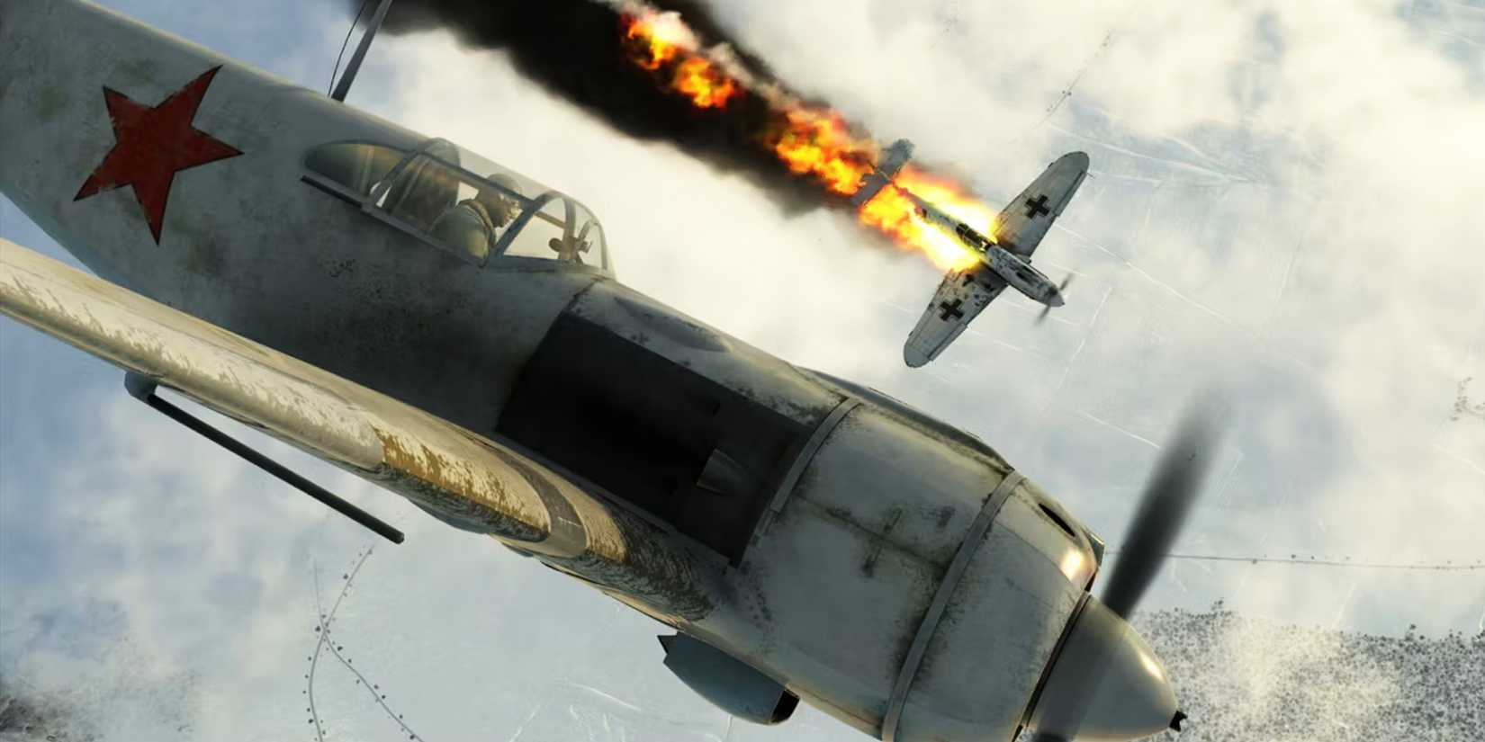 A plane performing a nosedive in IL-2 Sturmovik