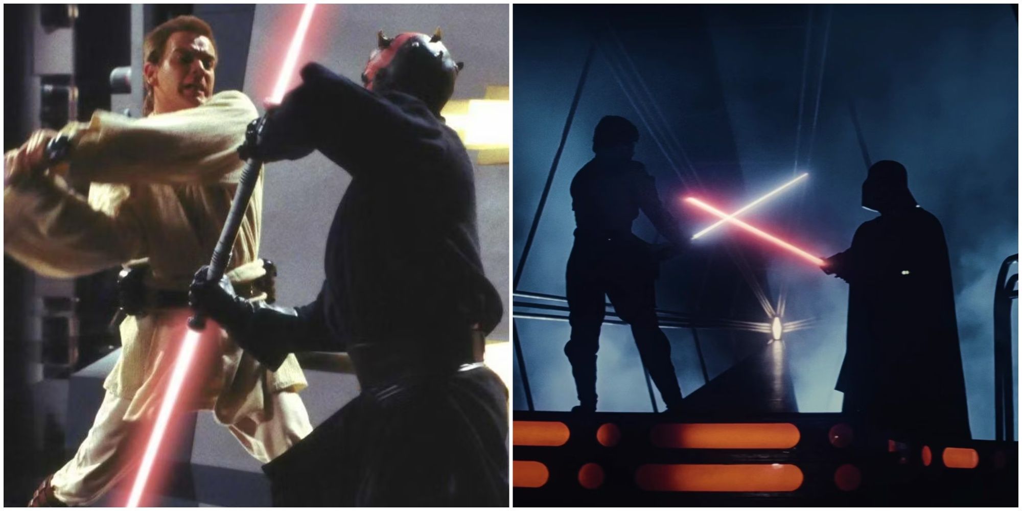 Obi-Wan vs. Darth Maul and Luke Skywalker vs. Darth Vader