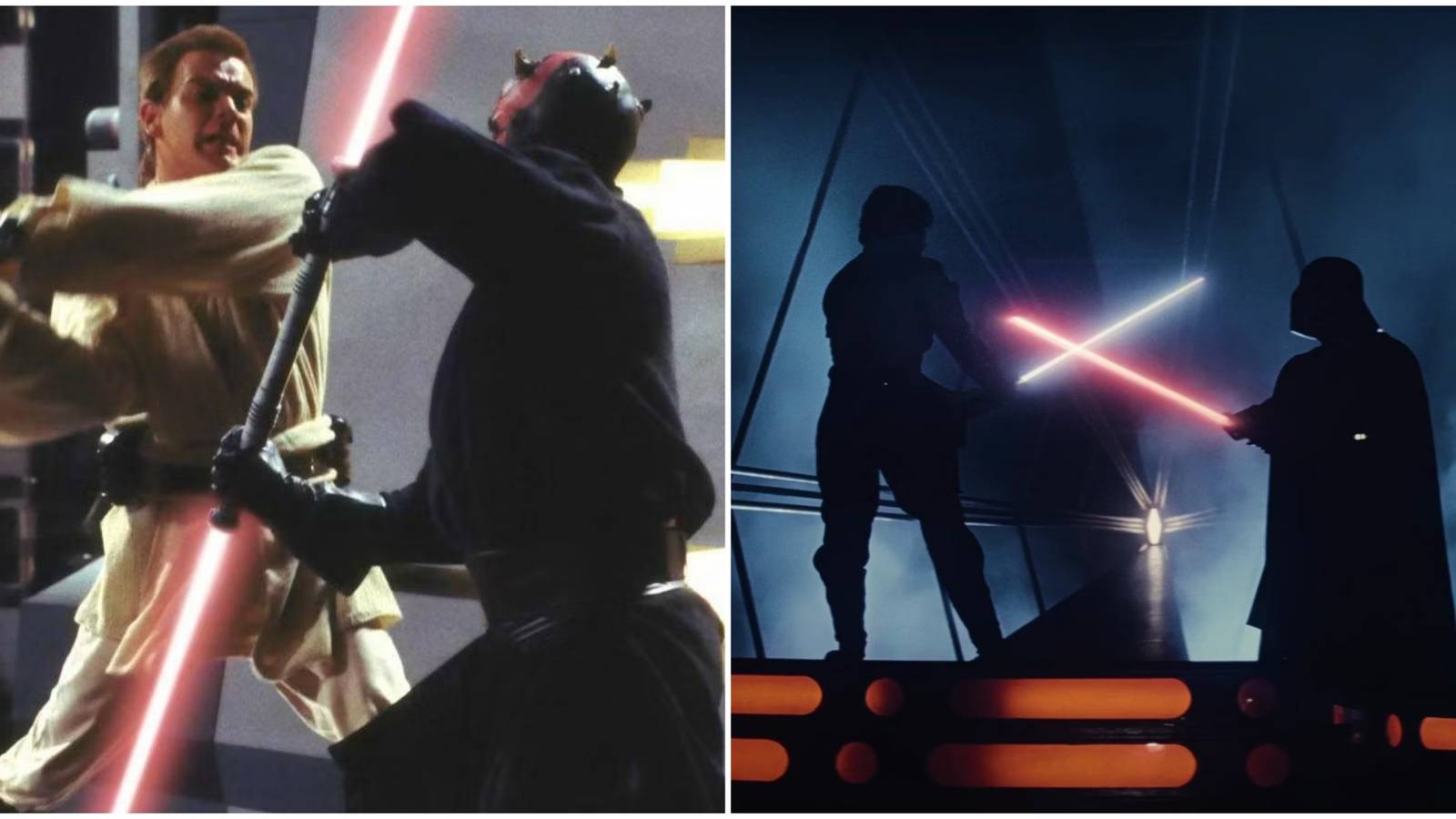 Obi-Wan vs. Darth Maul and Luke Skywalker vs. Darth Vader