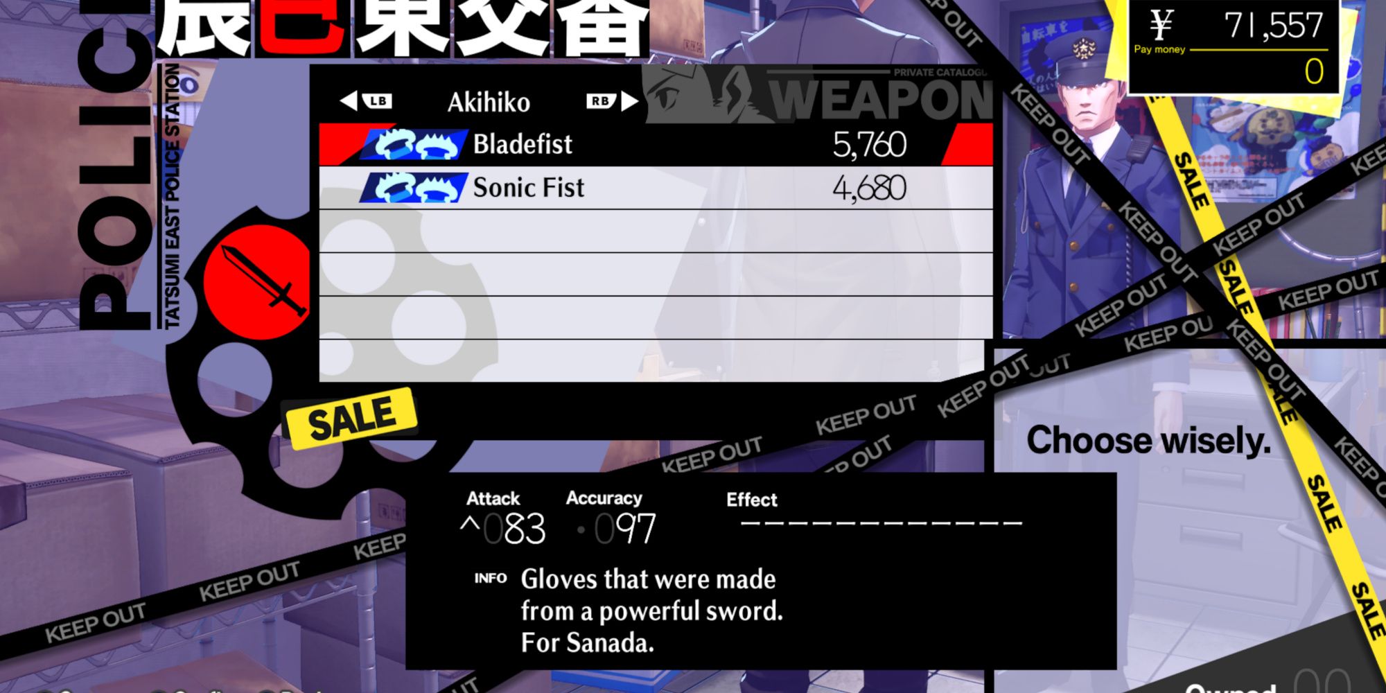 Bladefist weapon in Persona 3 Reload