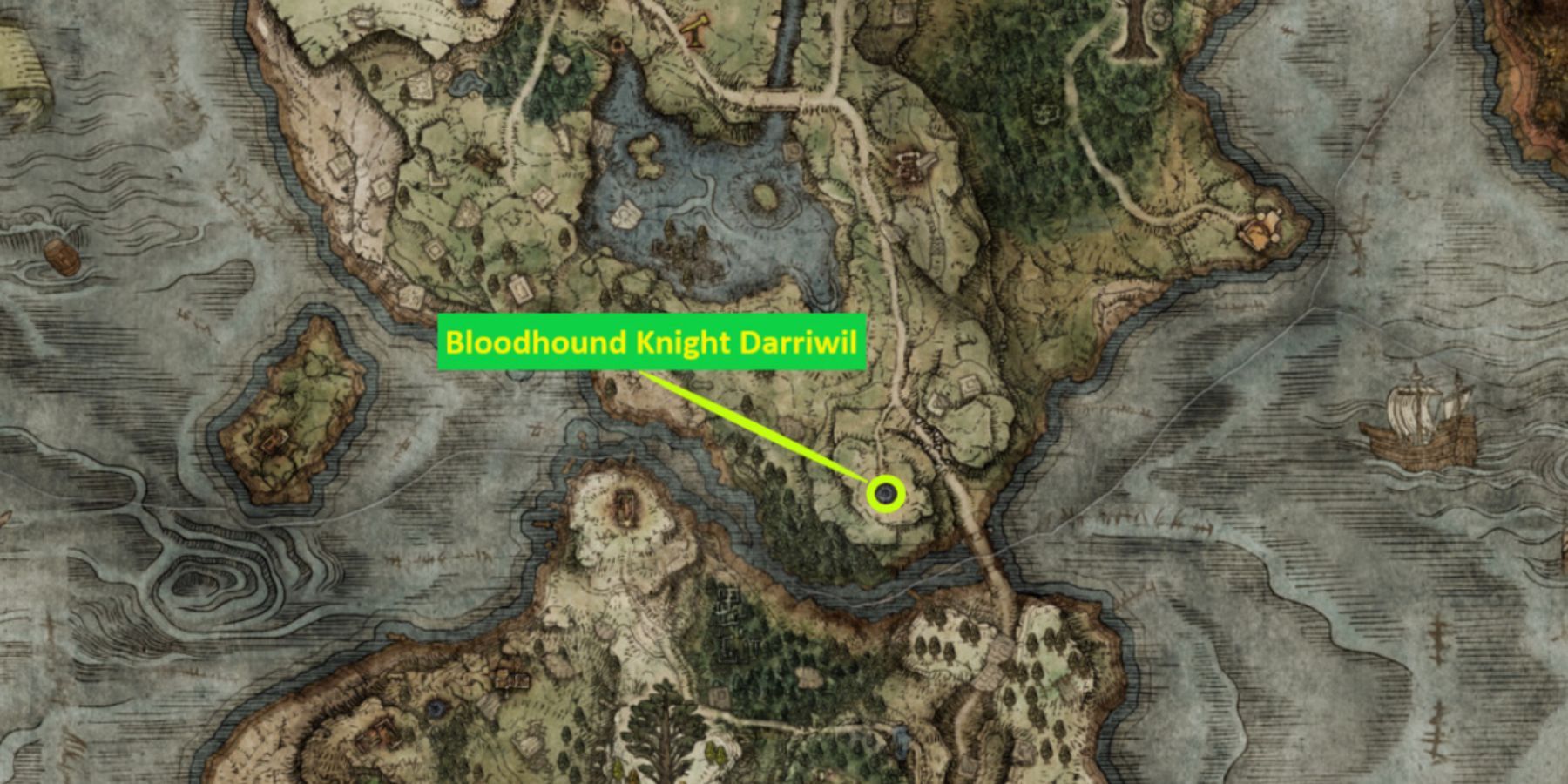 Elden Ring: Bloodhound Knight Darriwil location on the map