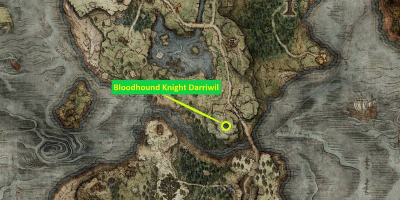 Elden Ring: Bloodhound Knight Darriwil location on the map