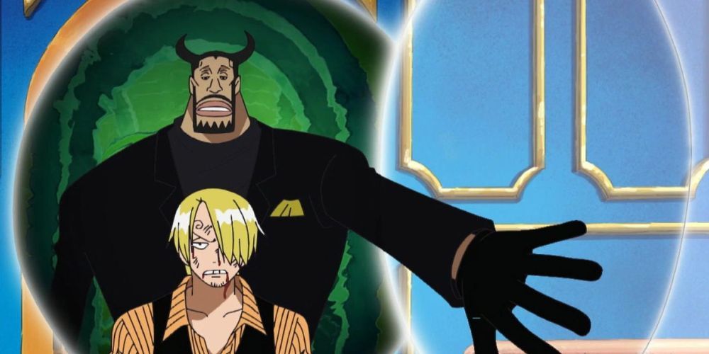 Blueno ambushes Sanji with the powers of his Doa Doa no Mi.