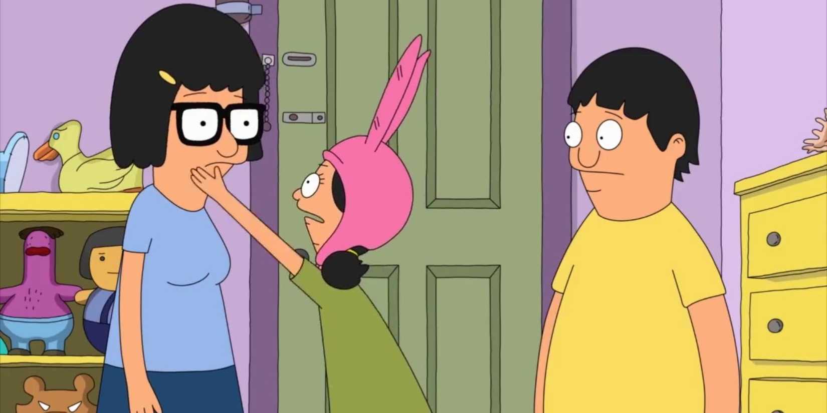 Tina, Louise and Gene Belcher at home on Bob's Burgers