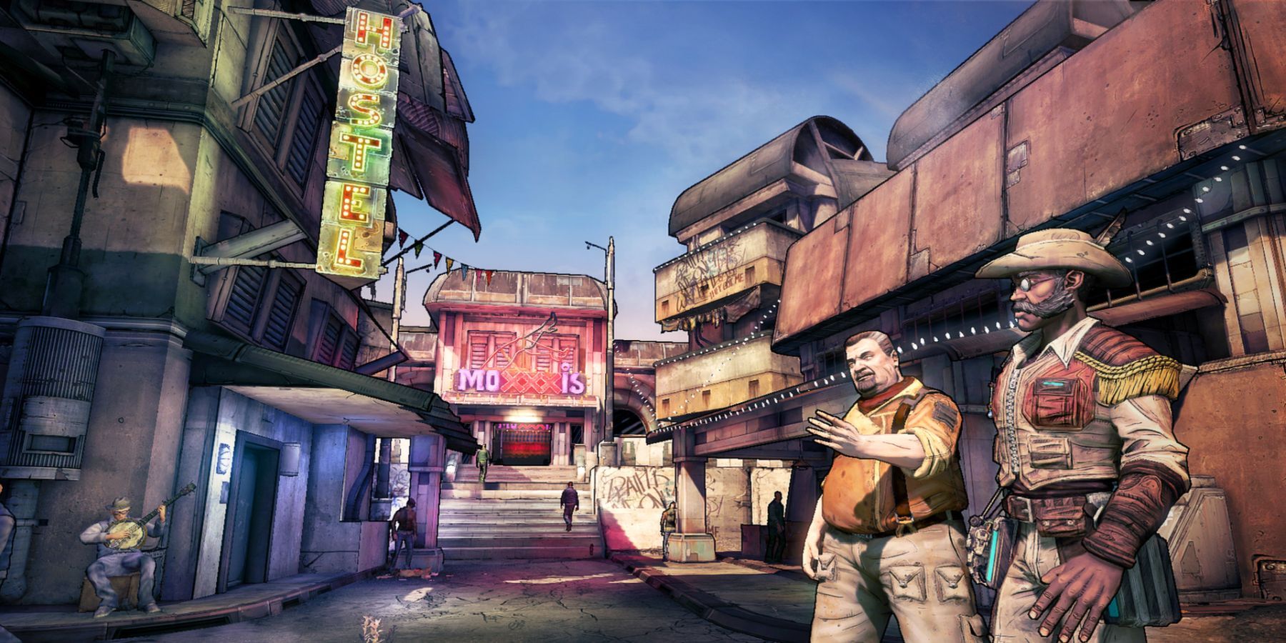 marcus and hammerlock walking in streets in borderlands 2 