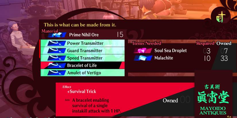 Bracelet Of Life accessory in Persona 3 Reload