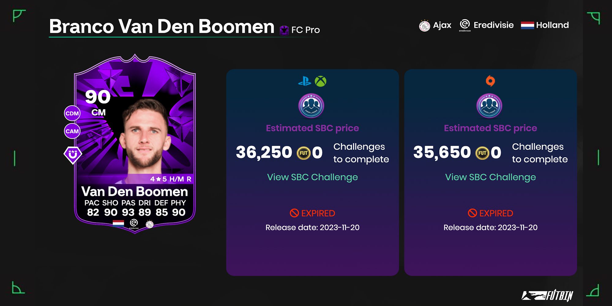 Branco Van Den Boomen Ultimate Team Card