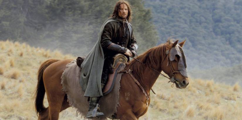 Aragorn riding his horse Brego