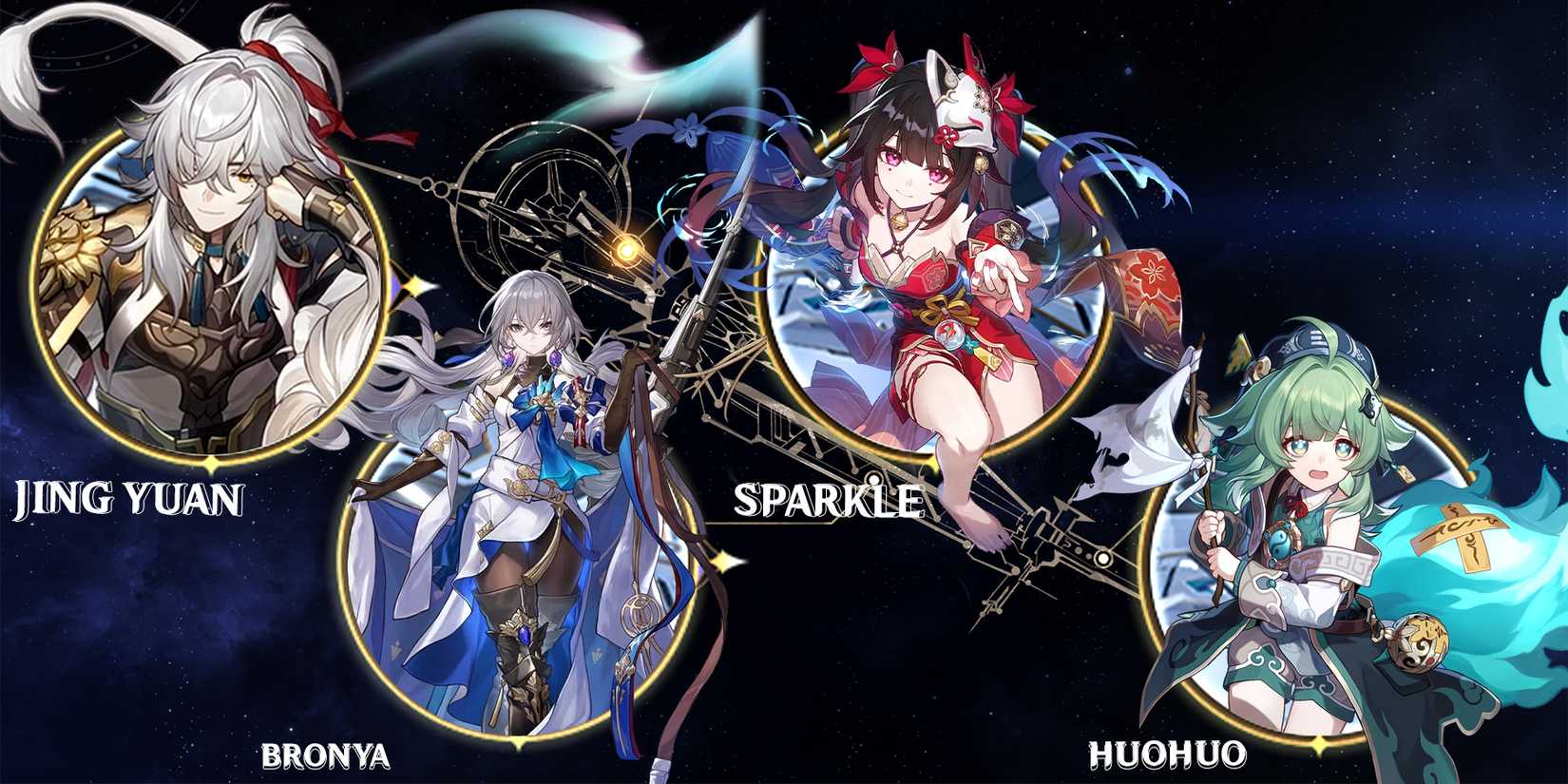 bronya-sparkle-huo huo-and jin yuan team composition in honkai star rail