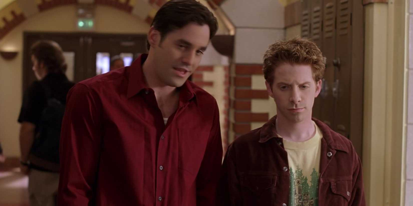 Xander Harris (Nicolas Brendon) and Oz Osbourne (Seth Green) in Buffy The Vampire Slayer