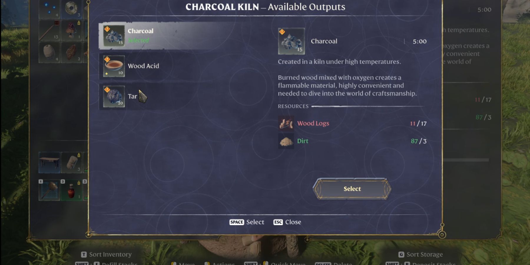 charcoal recipe in enshrouded