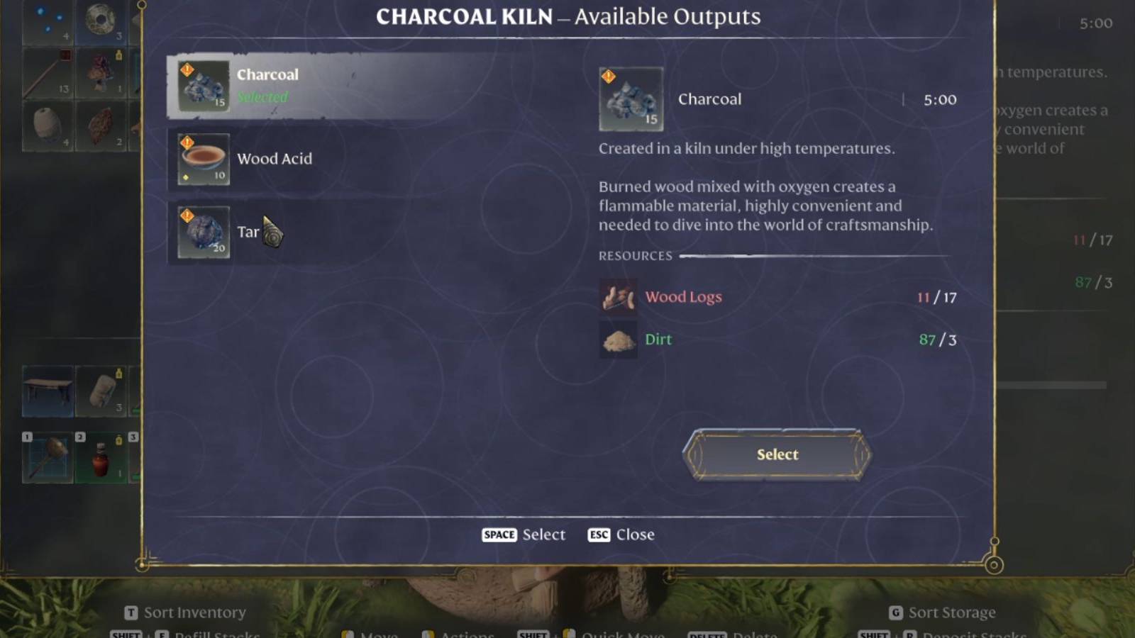 charcoal recipe in enshrouded