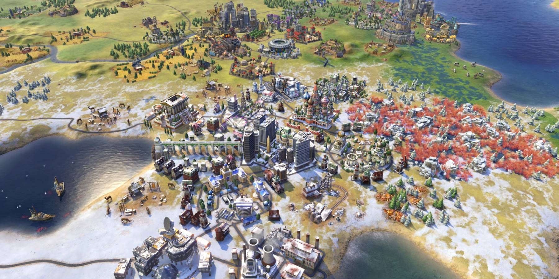 A large coastal city in the tundra in Civilization 6