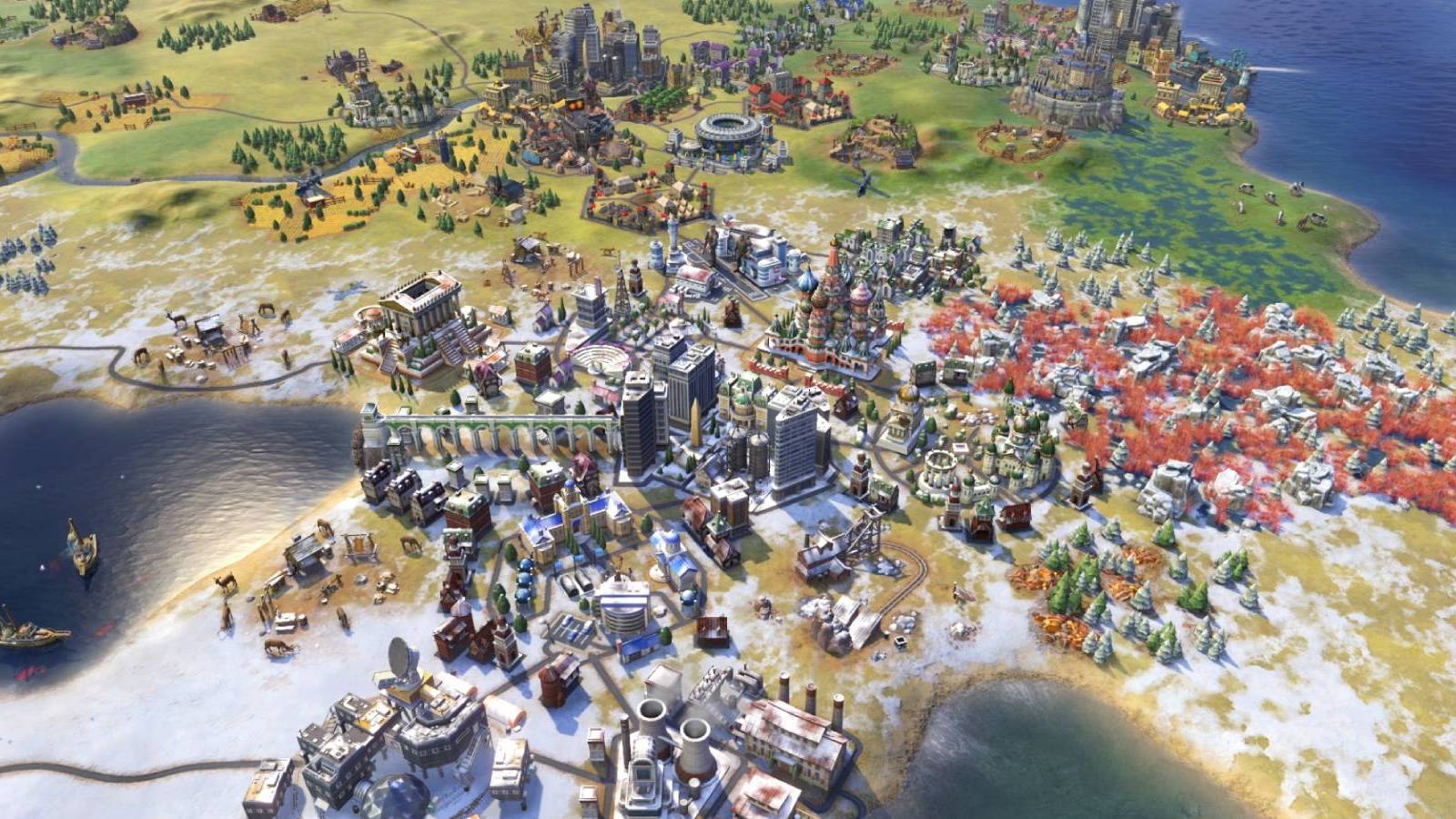A large coastal city in the tundra in Civilization 6