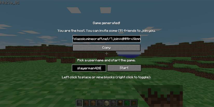 Classic Minecraft Menu on Google Chrome