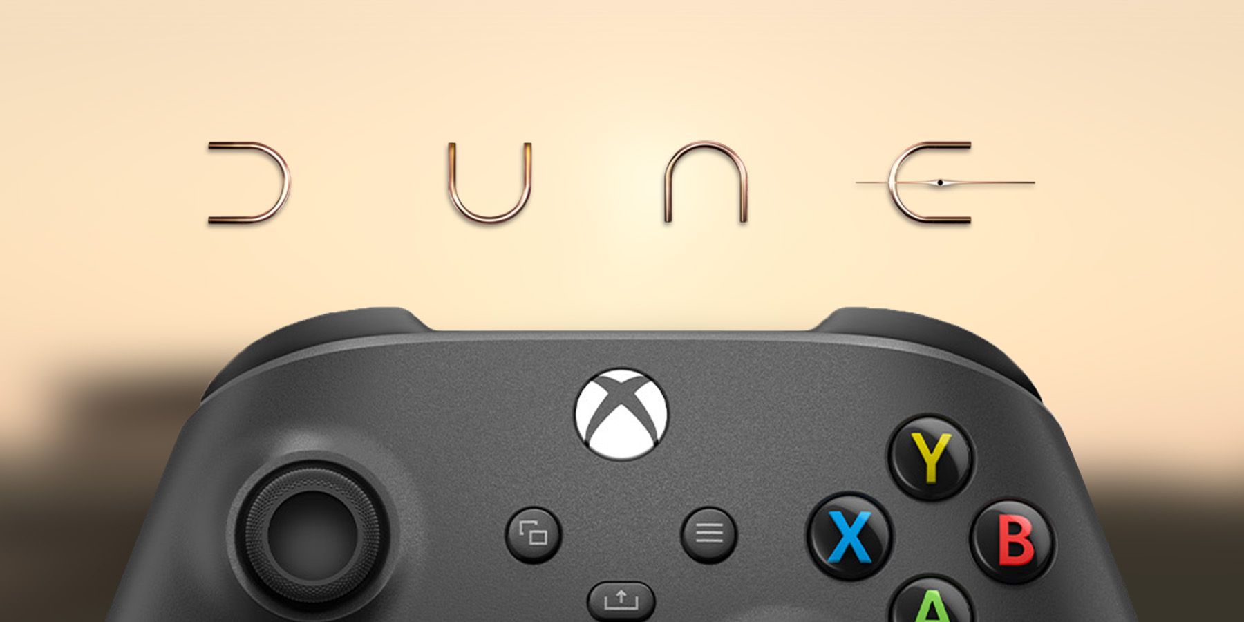classic Xbox Wireless Controller below Dune movie logo composite