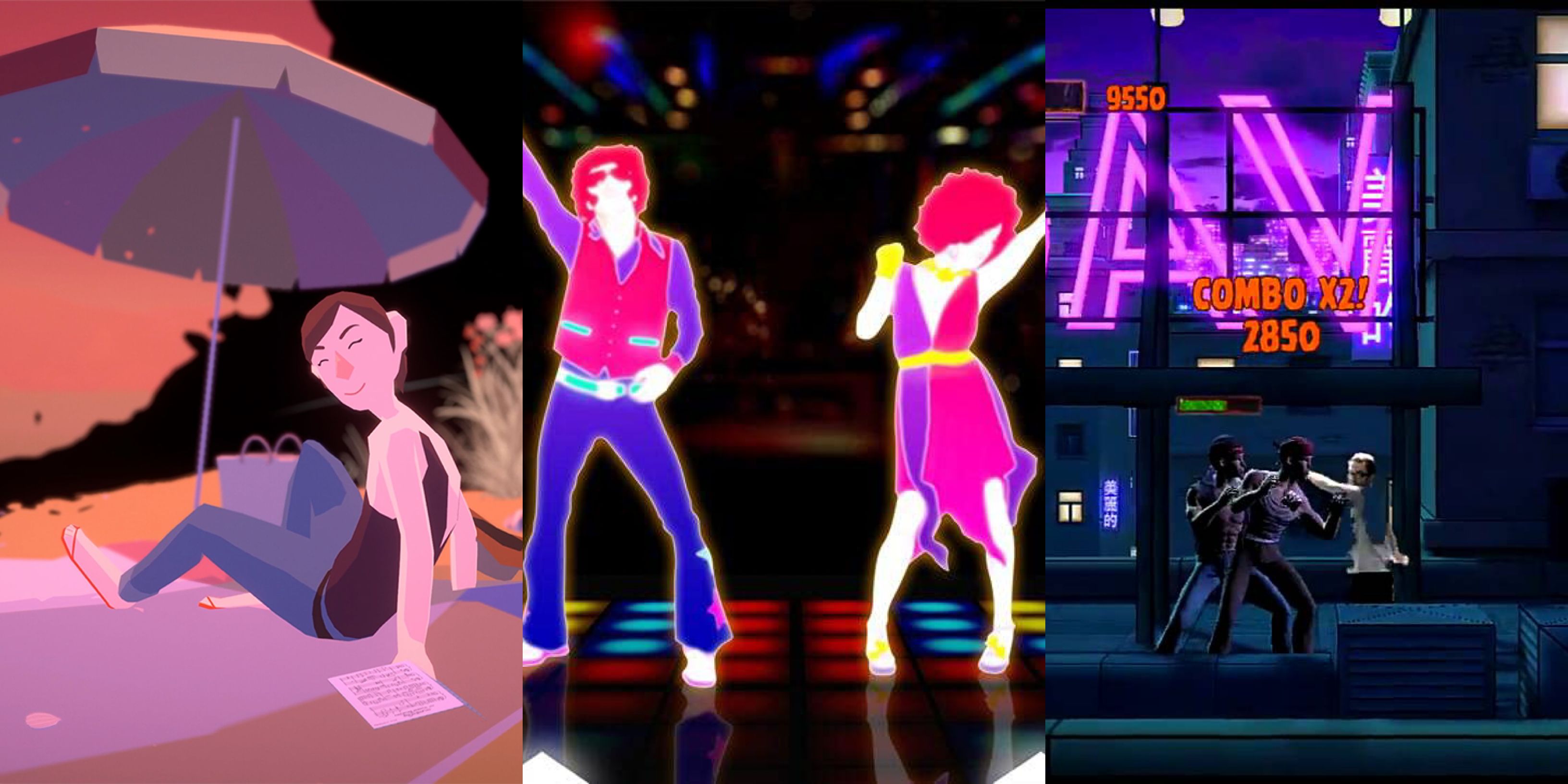Games that good use of the webcam: Before Your Eyes (left), Just Dance 2 (middle), Kung-Fu Live (right)