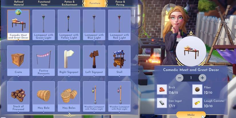 comedic meet and greet decor in disney dreamlight valley