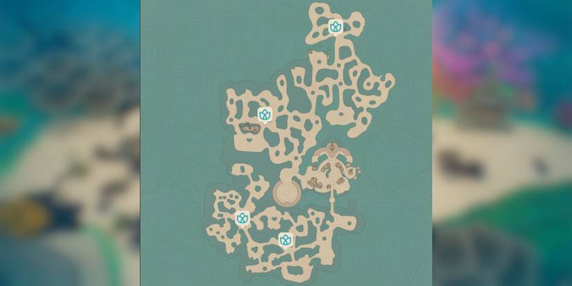 map showing coral island's ocean caves. 