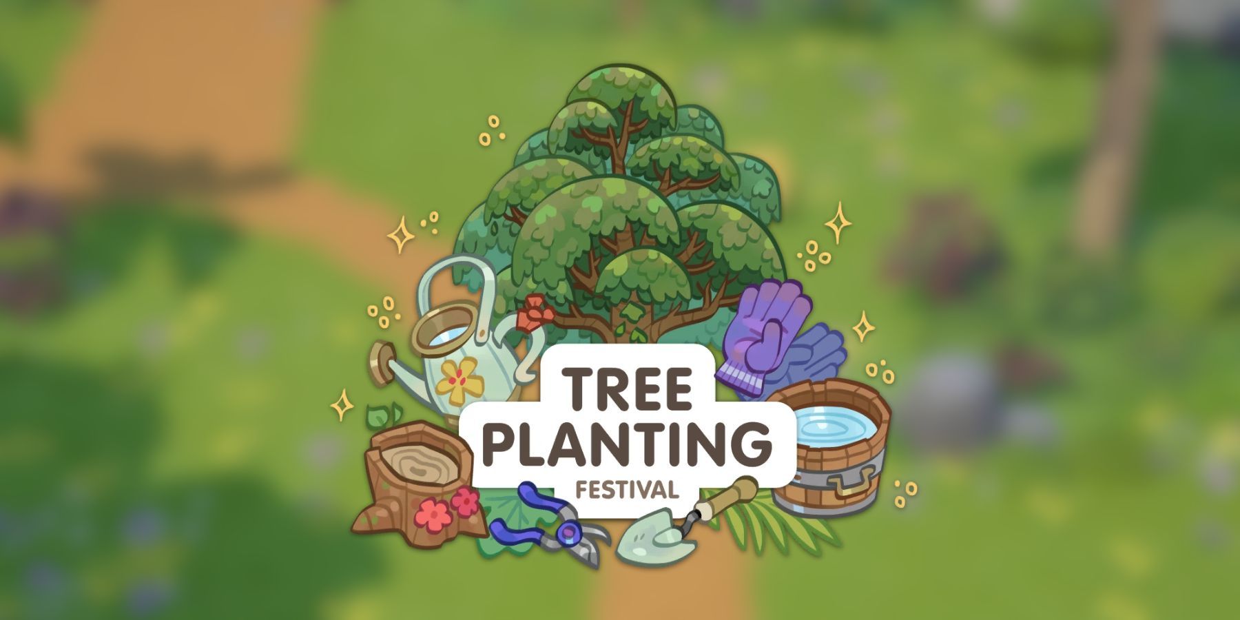 tree planting festival logo in coral island. 