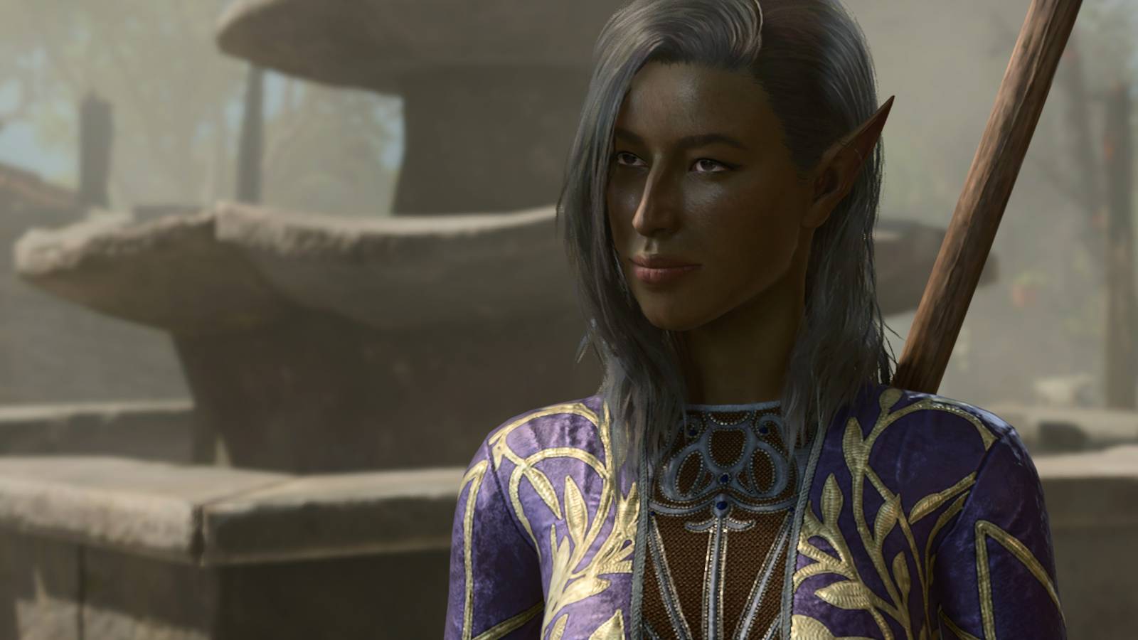 Counsellor Florrick staring at the protagonist in Baldur's Gate 3