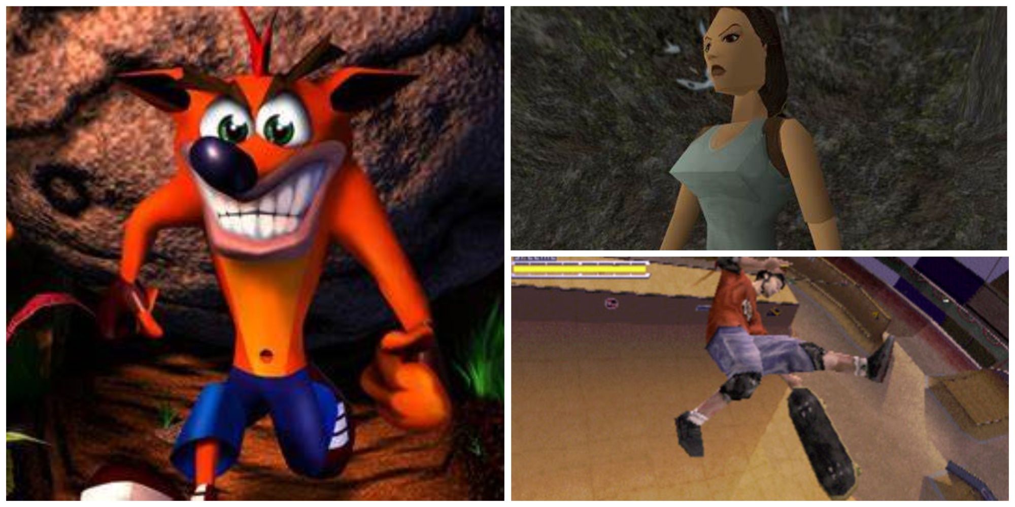 Crash Bandicoot, Lara Croft and Tony Hawk