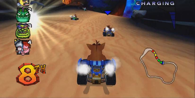crash race on a beach track