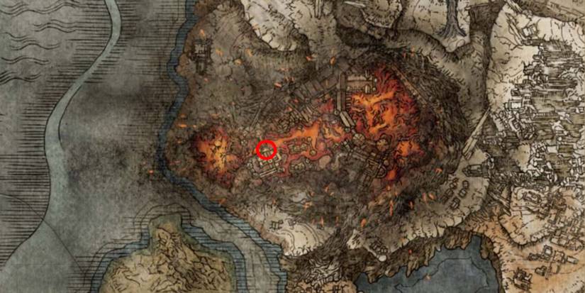 Crimson Amber +1 location on the map in Elden Ring